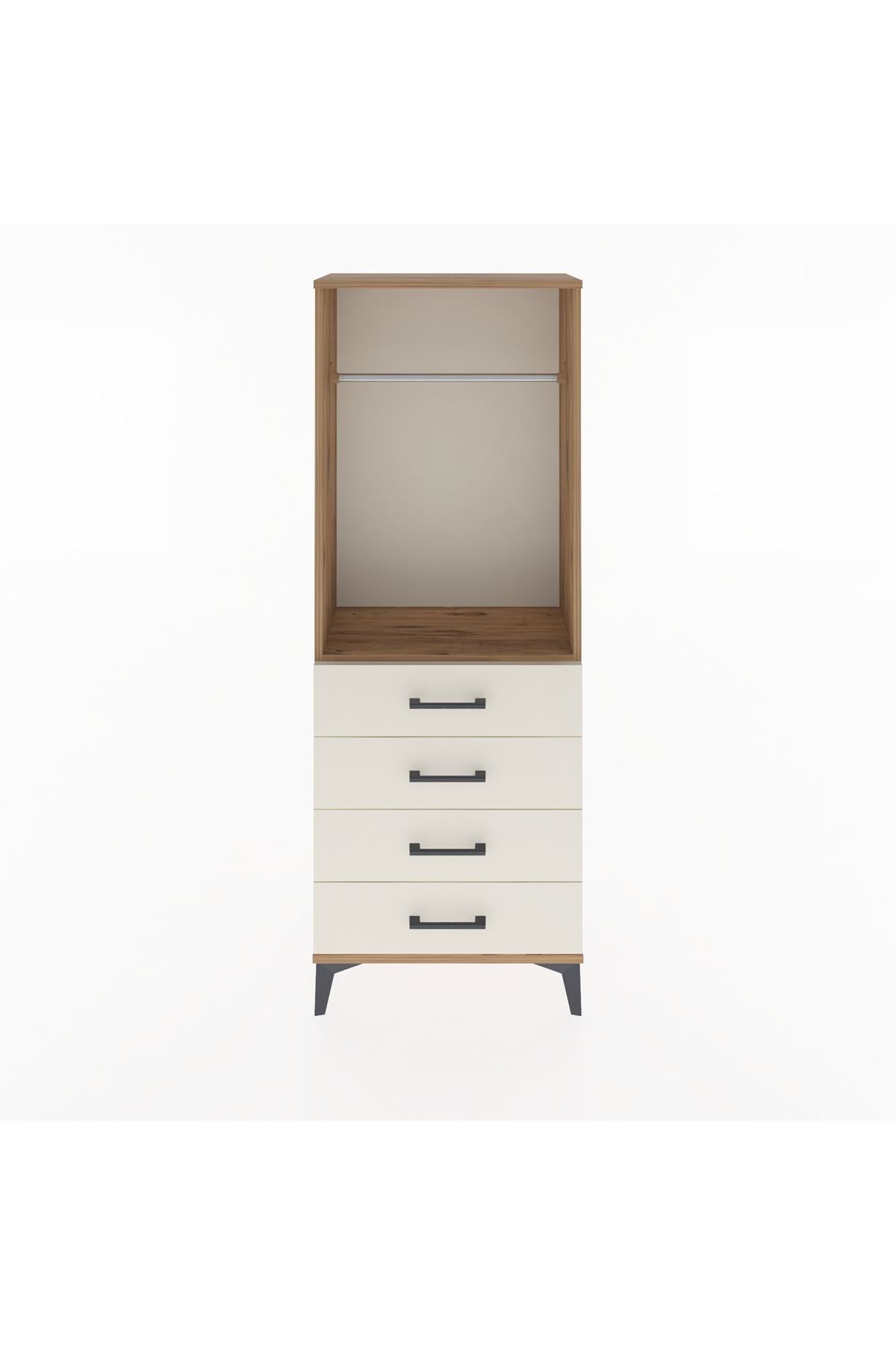 Arges Dolap Tek Raflı 4 Çekmeceli Tek Askılı 60x30x163 - S20M137V7A