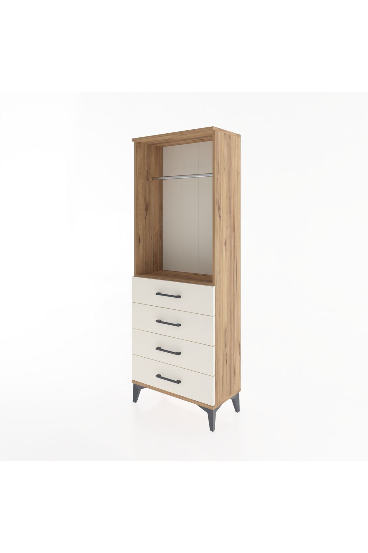 Arges Dolap Tek Raflı 4 Çekmeceli Tek Askılı 60x30x163 - S20M137V7A