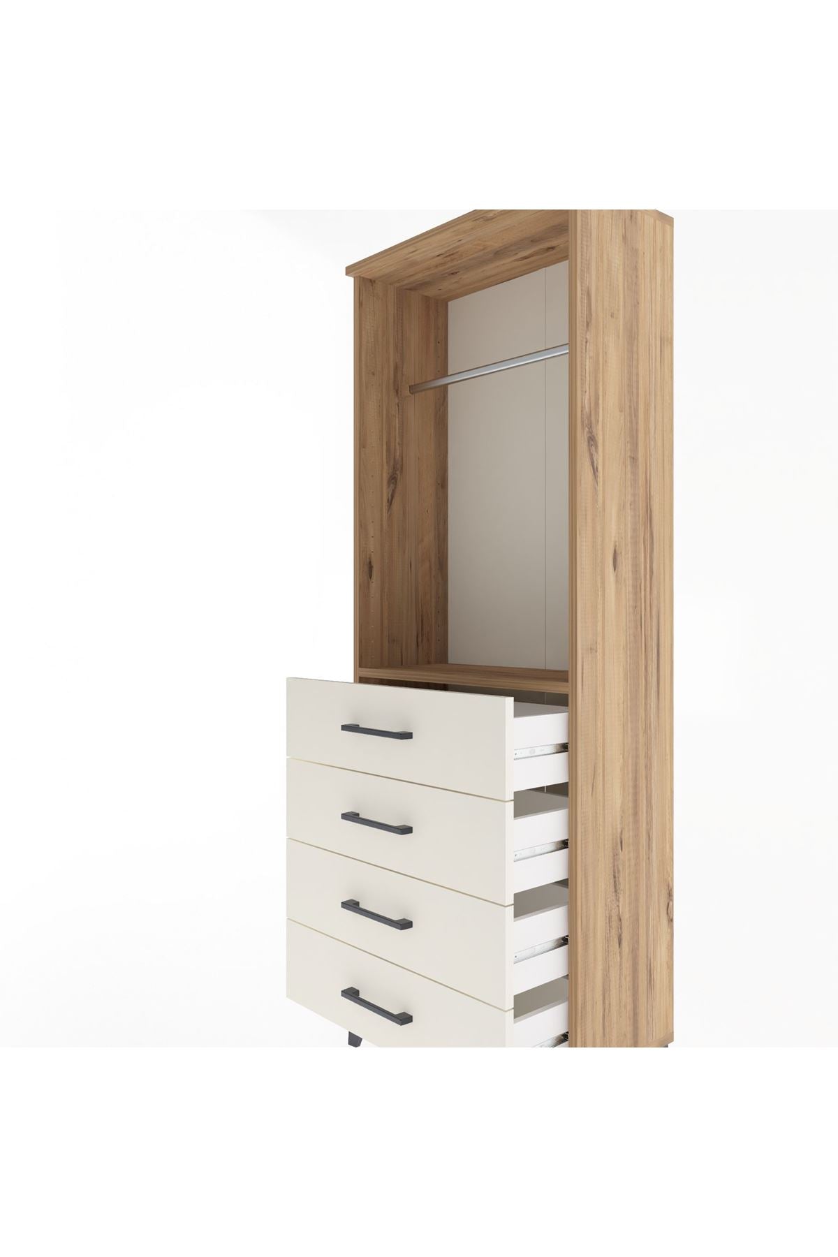 Arges Dolap Tek Raflı 4 Çekmeceli Tek Askılı 60x30x163 - S20M137V7A