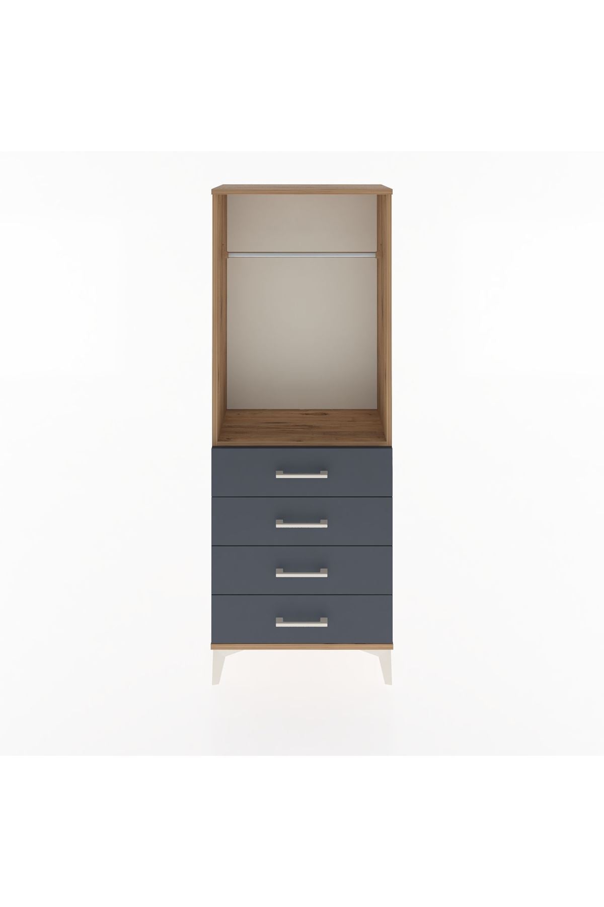 Arges Dolap Tek Raflı 4 Çekmeceli Tek Askılı 60x30x163 - S20M137V8A