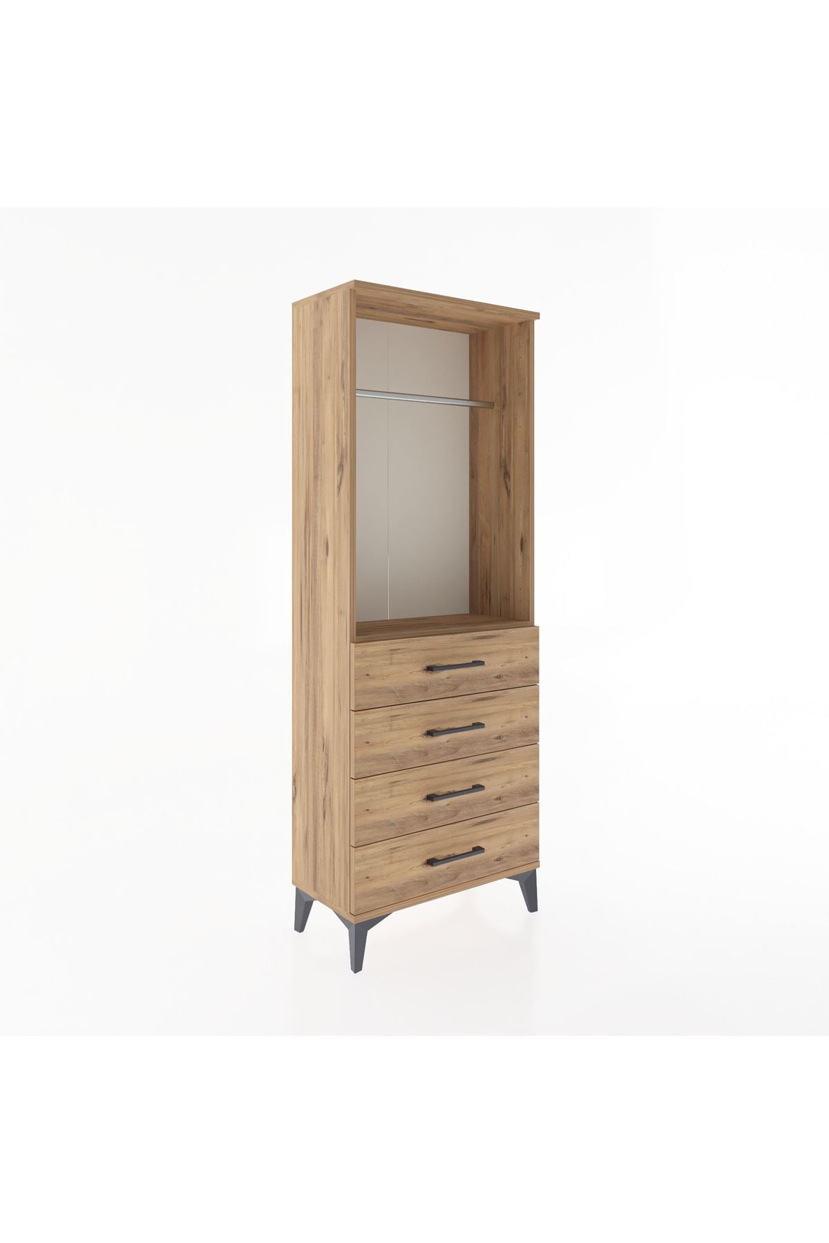 Arges Dolap Tek Raflı 4 Çekmeceli Tek Askılı 60x30x163 - S20M137V9A