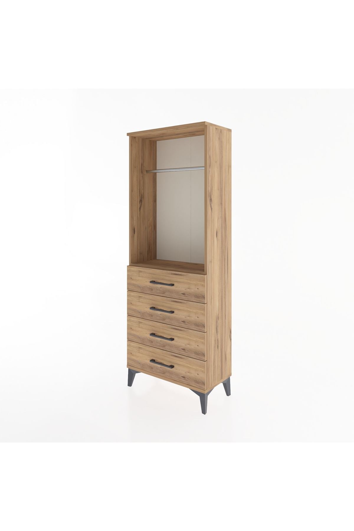 Arges Dolap Tek Raflı 4 Çekmeceli Tek Askılı 60x30x163 - S20M137V9A
