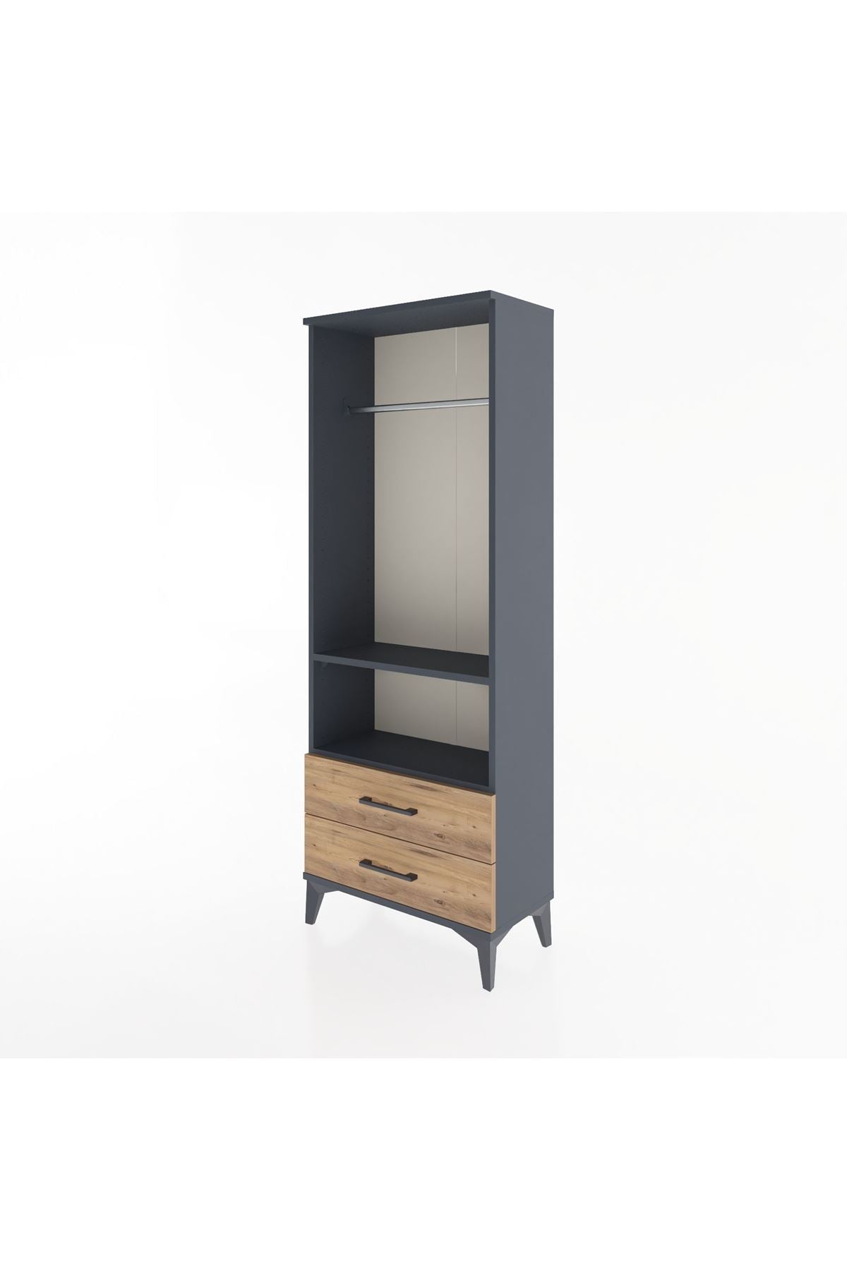 Arges Dolap 2 Raflı 2 Çekmeceli Tek Askılı 60x30x163 - S20M138V6A
