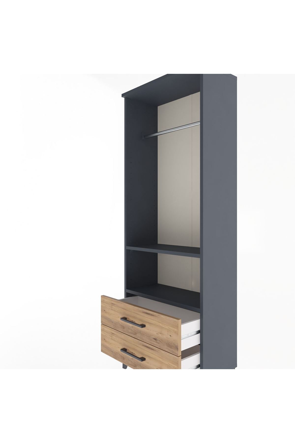 Arges Dolap 2 Raflı 2 Çekmeceli Tek Askılı 60x30x163 - S20M138V6A