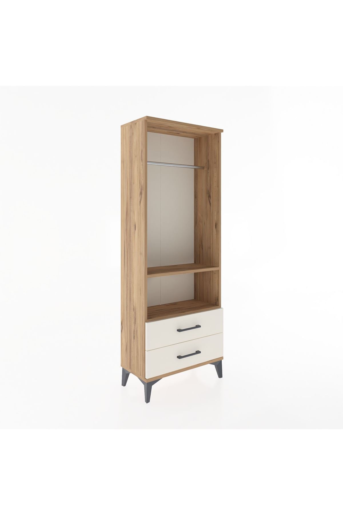 Arges Dolap 2 Raflı 2 Çekmeceli Tek Askılı 60x30x163 - S20M138V7A