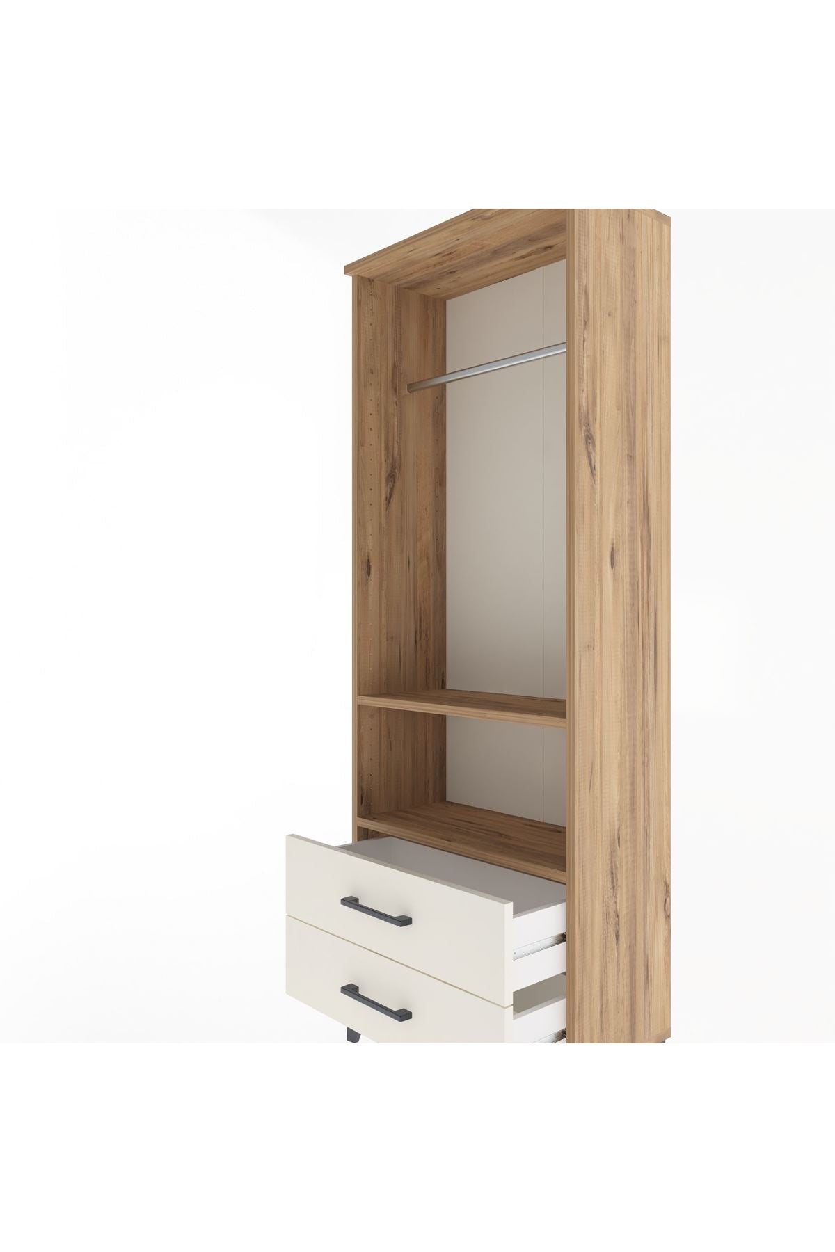 Arges Dolap 2 Raflı 2 Çekmeceli Tek Askılı 60x30x163 - S20M138V7A