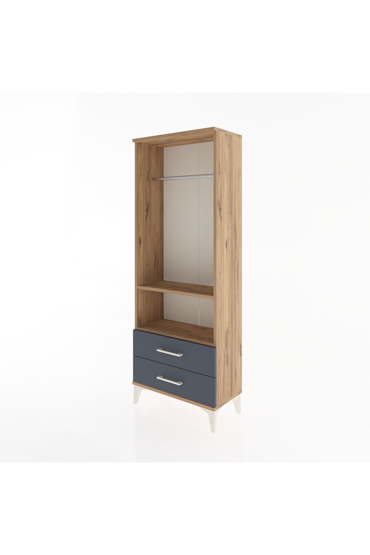 Arges Dolap 2 Raflı 2 Çekmeceli Tek Askılı 60x30x163 - S20M138V8A