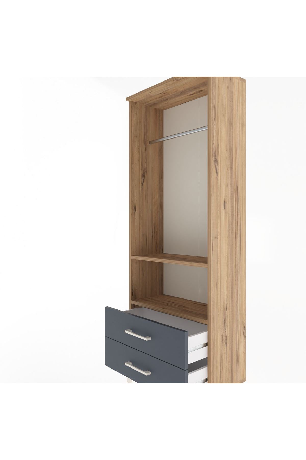 Arges Dolap 2 Raflı 2 Çekmeceli Tek Askılı 60x30x163 - S20M138V8A