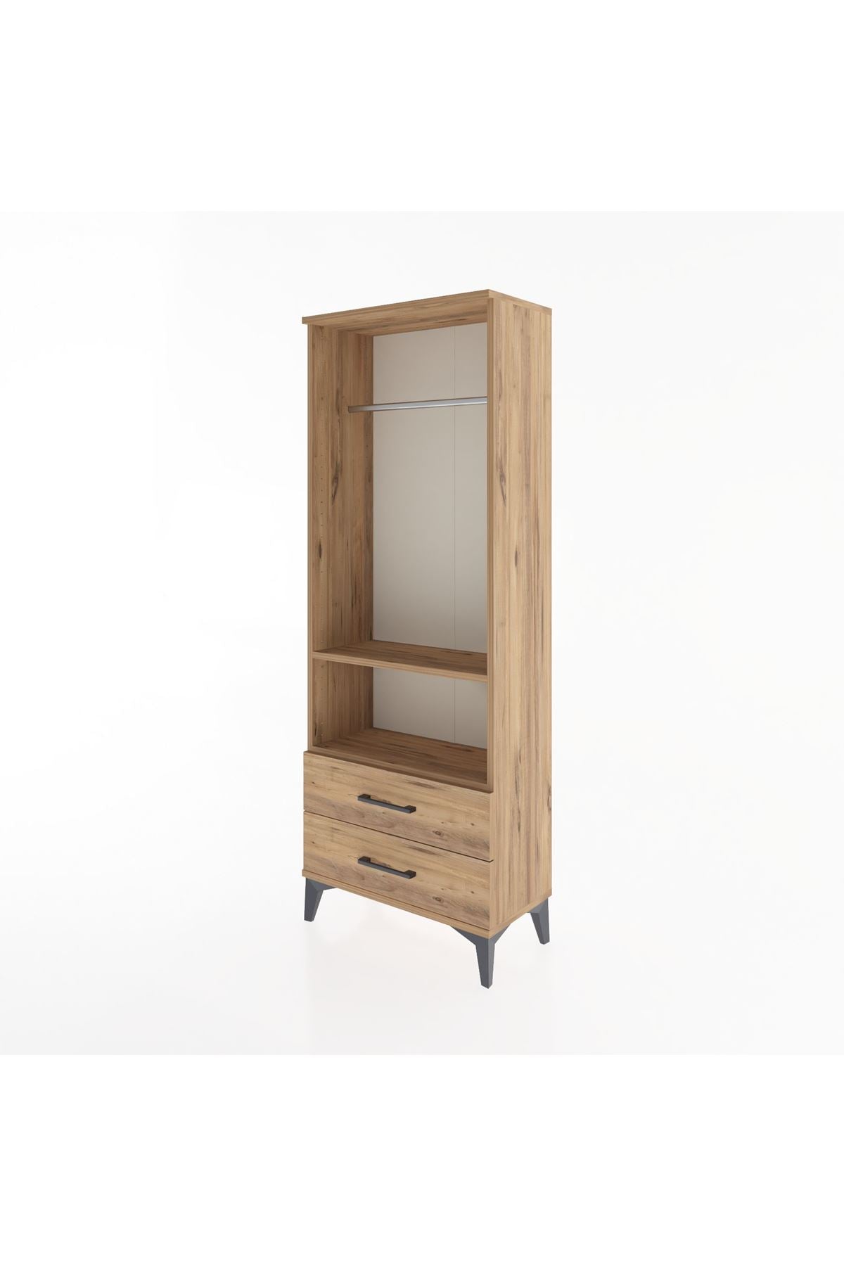 Arges Dolap 2 Raflı 2 Çekmeceli Tek Askılı 60x30x163 - S20M138V9A