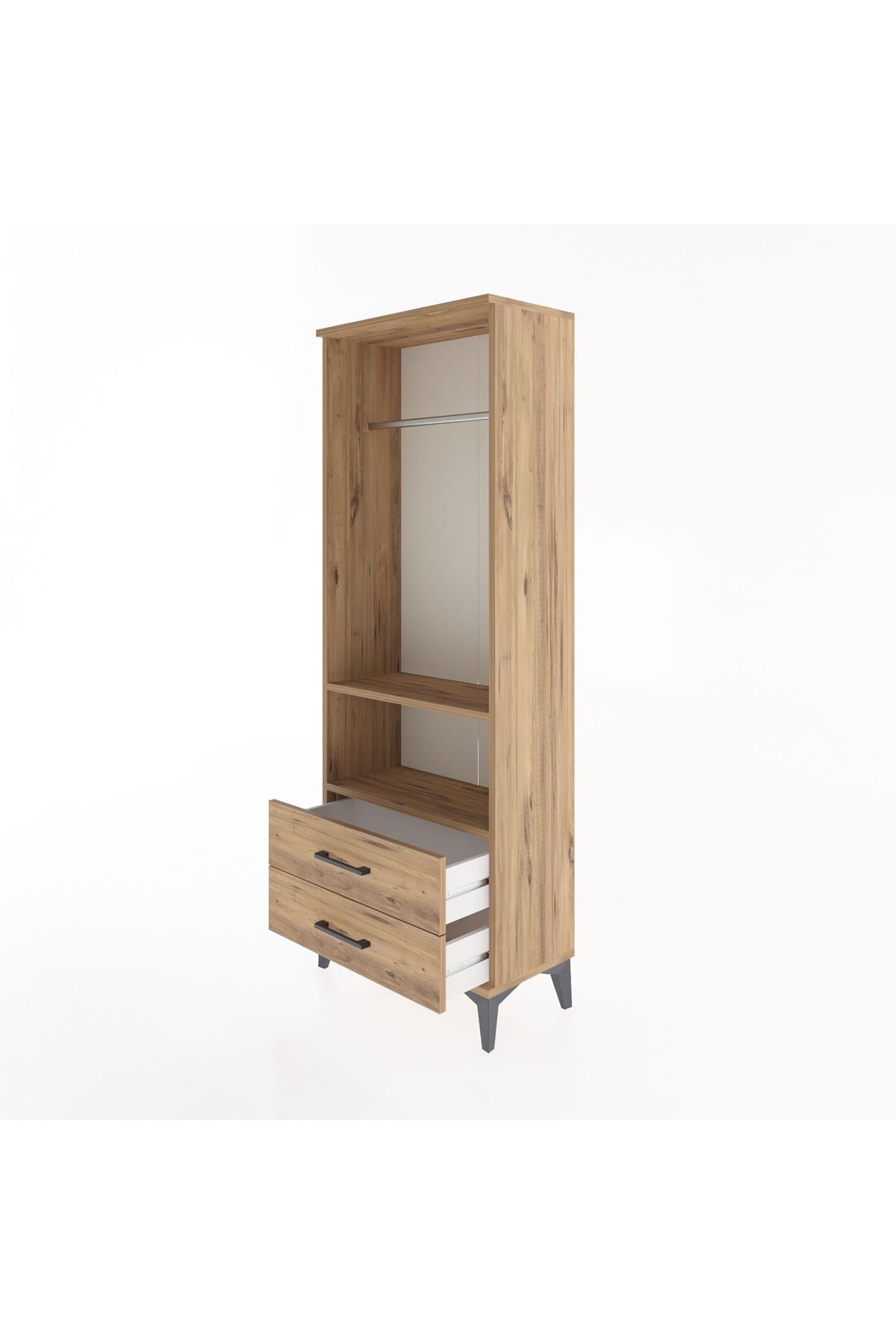 Arges Dolap 2 Raflı 2 Çekmeceli Tek Askılı 60x30x163 - S20M138V9A