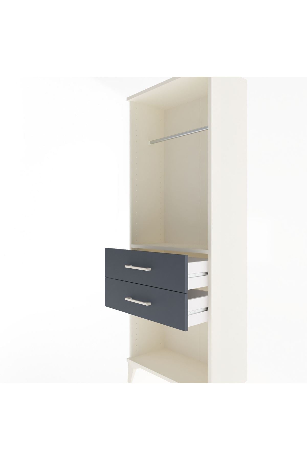 Arges Dolap Tek Raflı 2 Çekmeceli Tek Askılı 60x30x163 - S20M139V2A