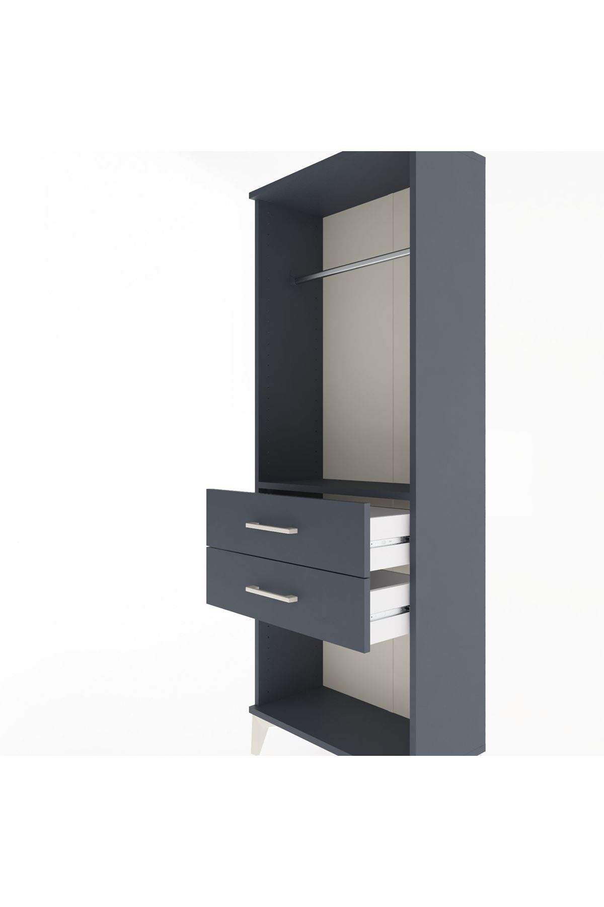 Arges Dolap Tek Raflı 2 Çekmeceli Tek Askılı 60x30x163 - S20M139V5A