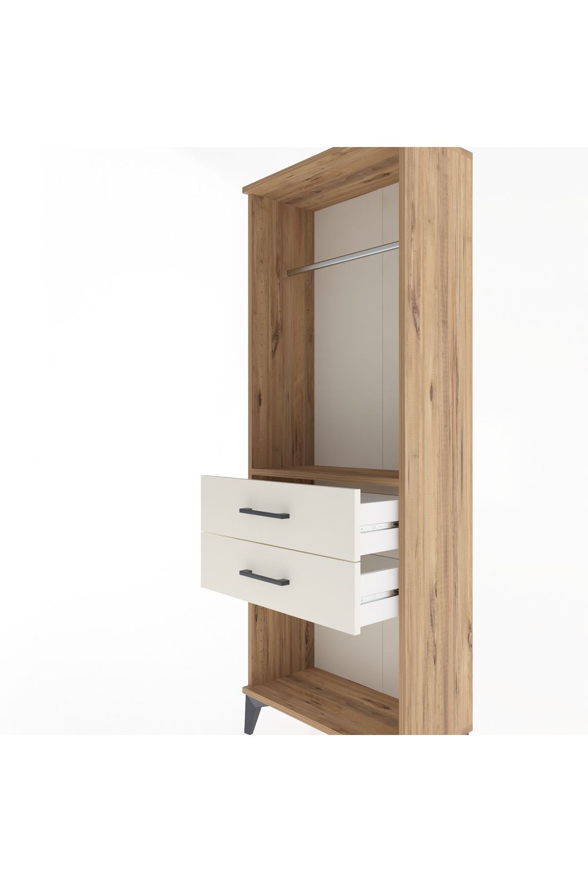 Arges Dolap Tek Raflı 2 Çekmeceli Tek Askılı 60x30x163 - S20M139V7A