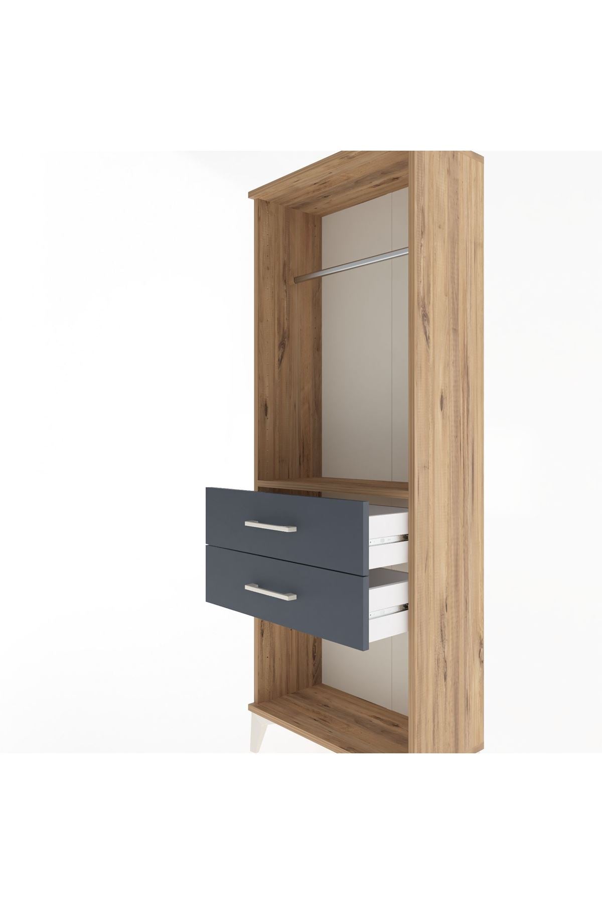 Arges Dolap Tek Raflı 2 Çekmeceli Tek Askılı 60x30x163 - S20M139V8A