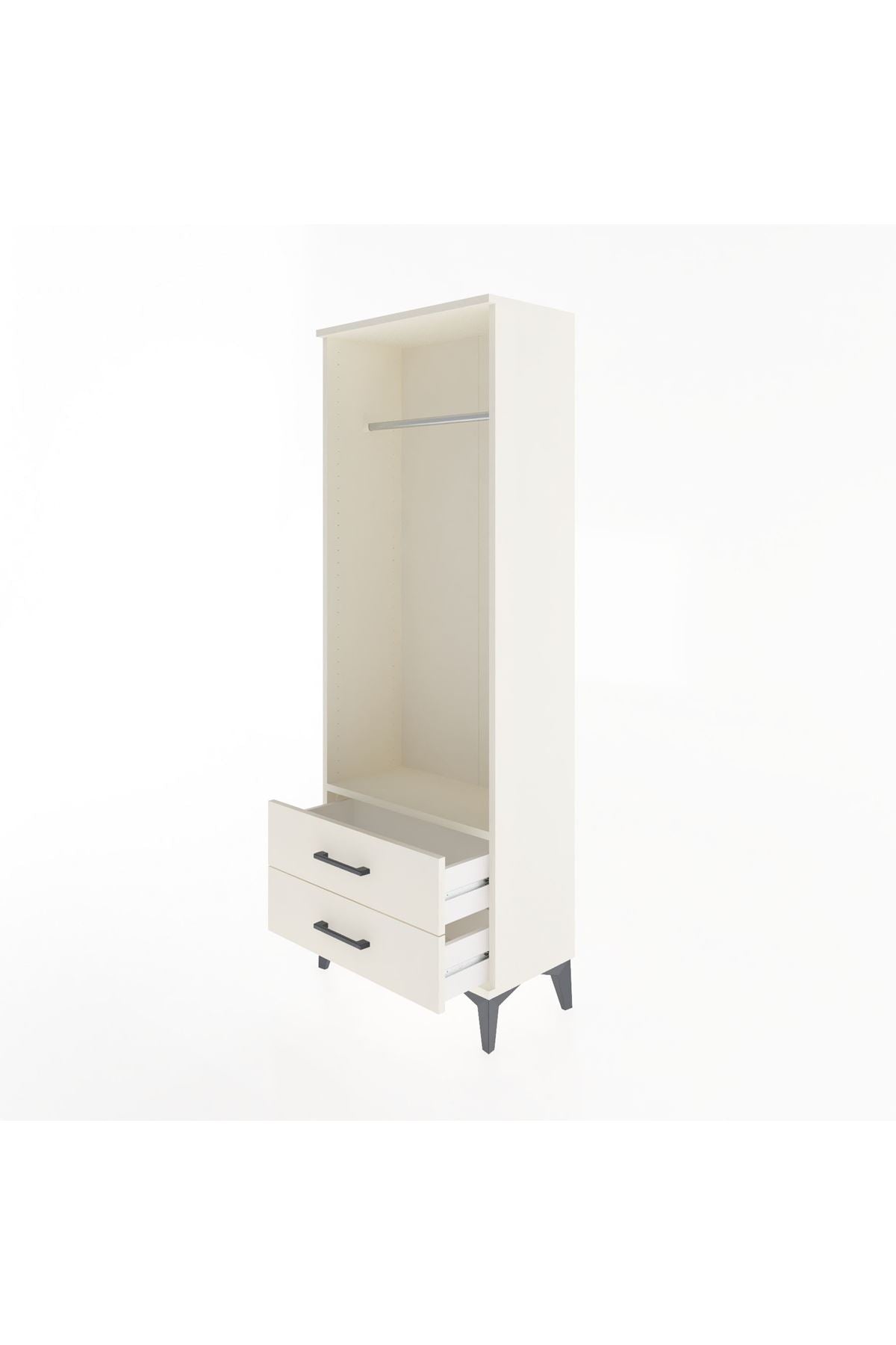 Arges Dolap Tek Raflı 2 Çekmeceli Tek Askılı 60x30x163 - S20M140V1A