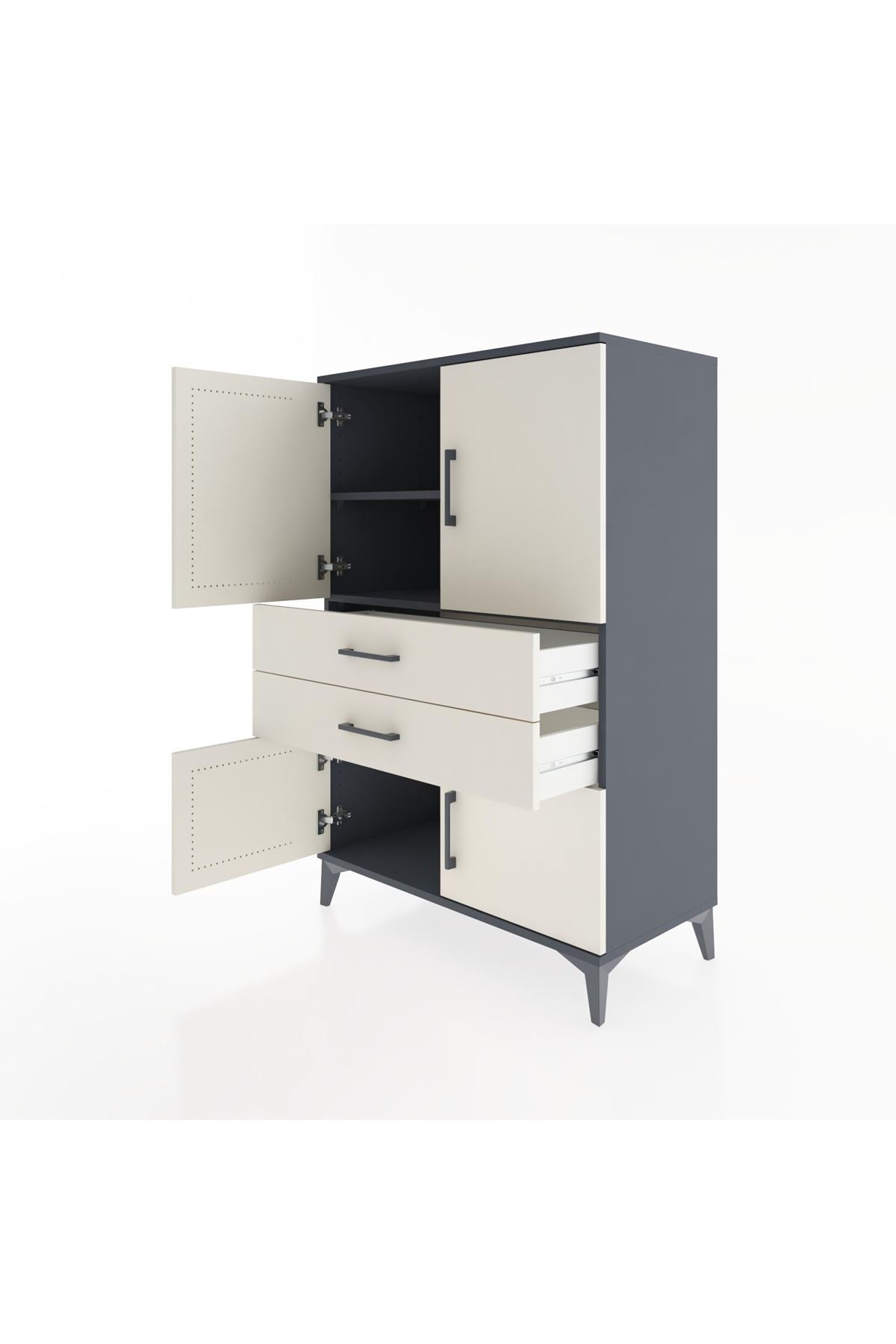 Hyperion Dolap 2 Raflı 2 Çekmeceli 4 Kapaklı 88x44x134 - S51M092V4B
