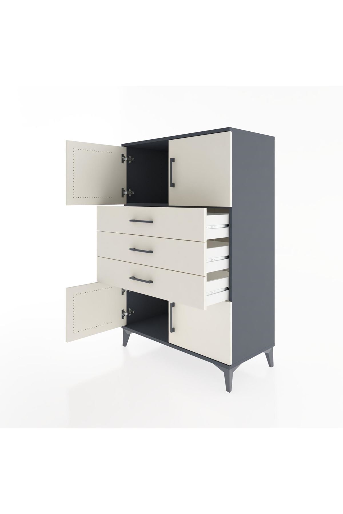 Hyperion Dolap Tek Raflı 3 Çekmeceli 4 Kapaklı 88x44x134 - S51M098V4B