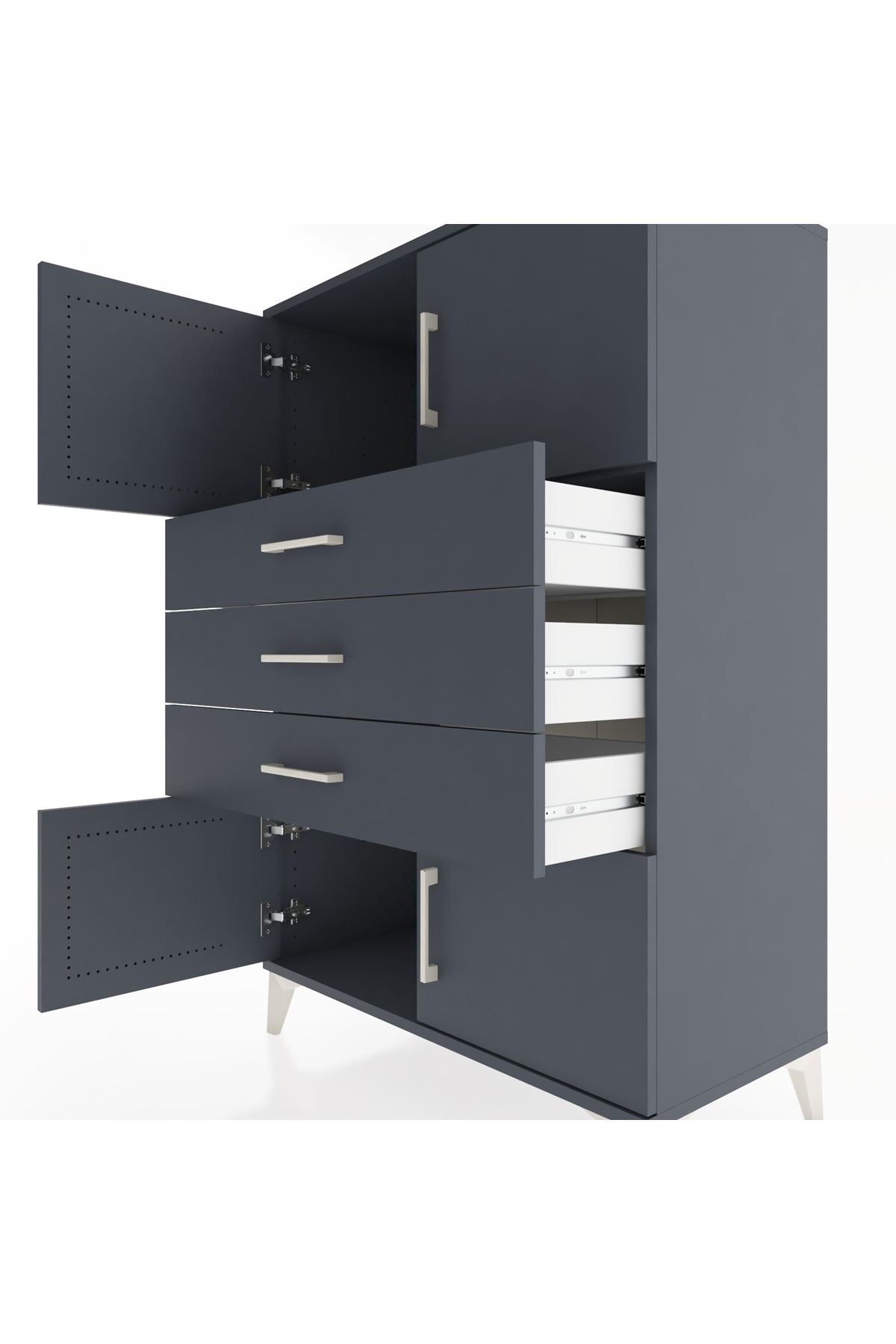 Hyperion Dolap Tek Raflı 3 Çekmeceli 4 Kapaklı 88x44x134 - S51M098V5B
