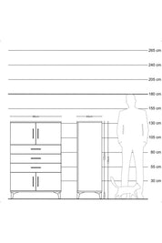 Hyperion Dolap Tek Raflı 3 Çekmeceli 4 Kapaklı 88x44x134 - S51M098V7B