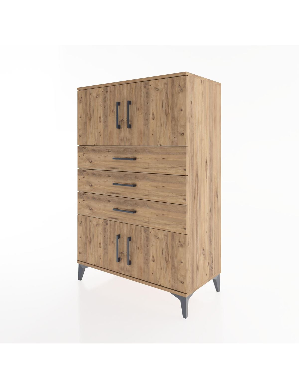 Hyperion Dolap Tek Raflı 3 Çekmeceli 4 Kapaklı 88x44x134 - S51M098V9B