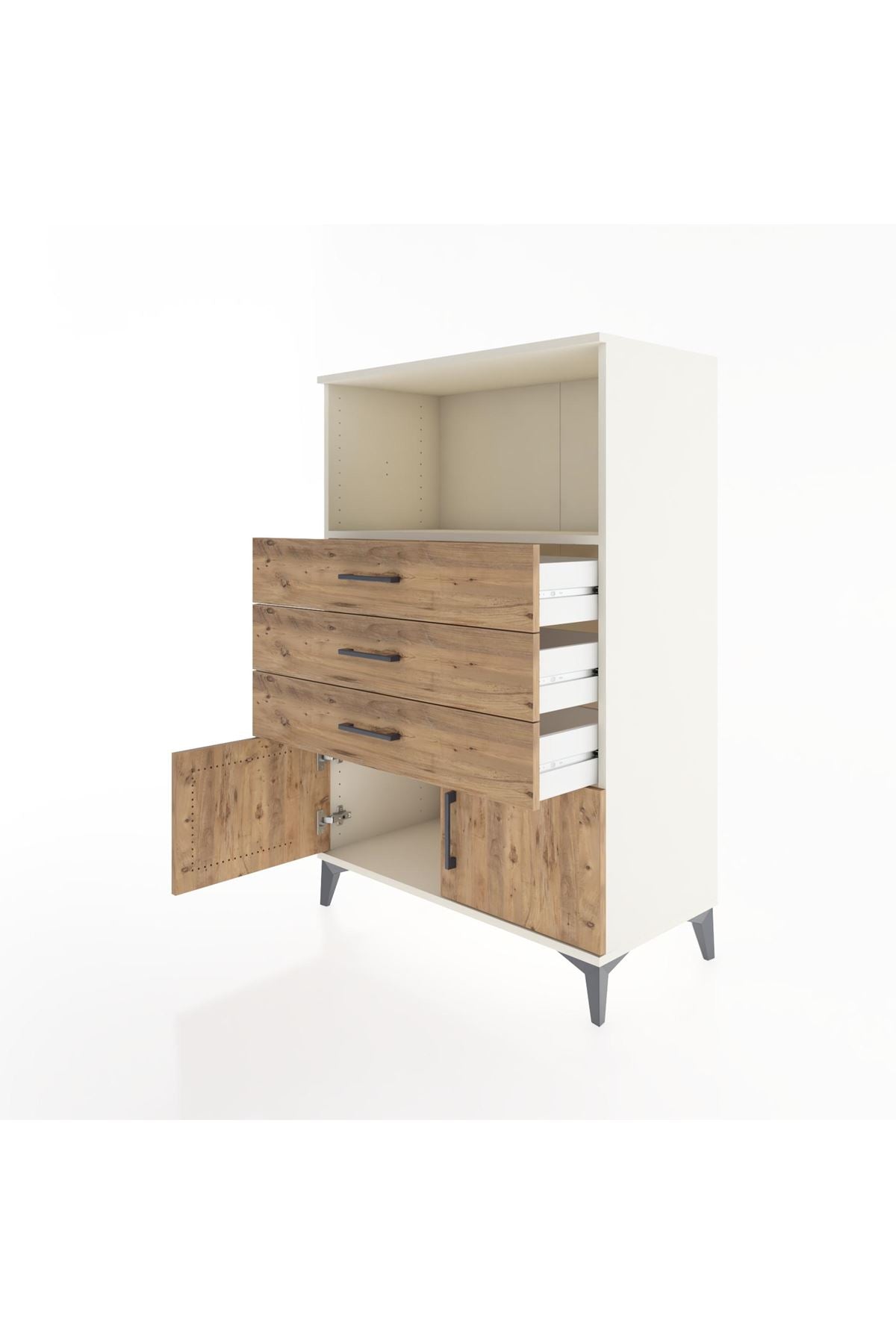 Hyperion Dolap Tek Raflı 3 Çekmeceli 2 Kapaklı 88x44x134 - S51M099V3B