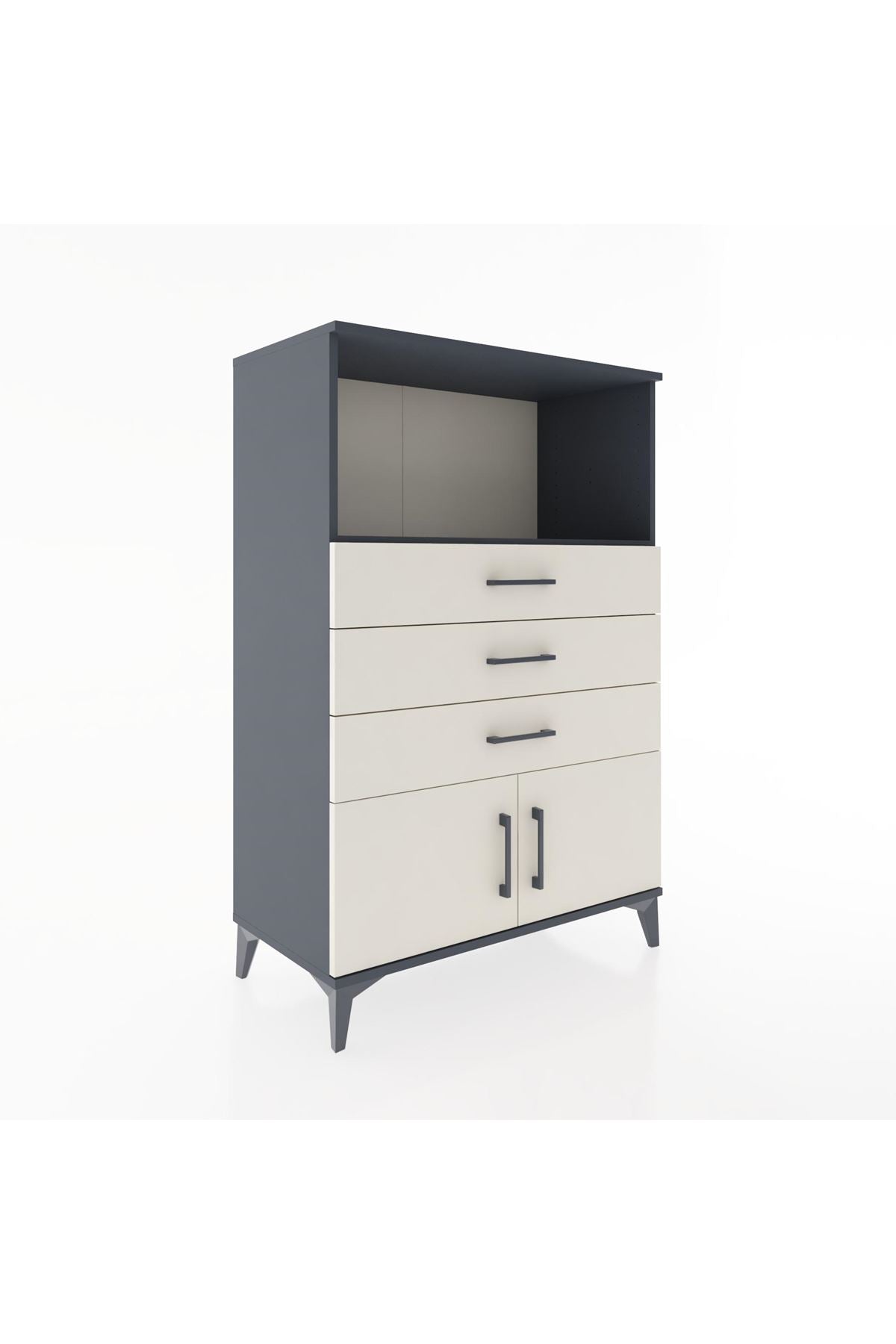 Hyperion Dolap Tek Raflı 3 Çekmeceli 2 Kapaklı 88x44x134 - S51M099V4B