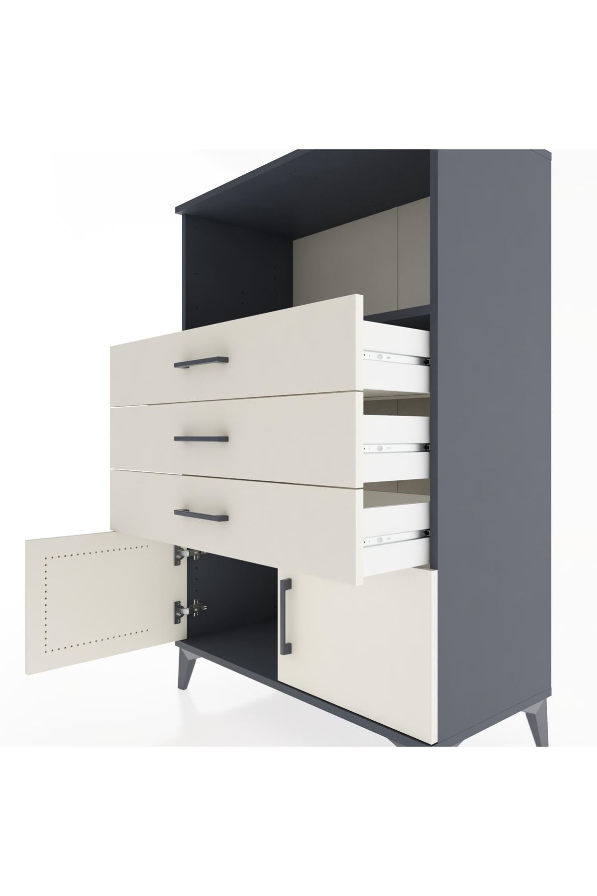 Hyperion Dolap Tek Raflı 3 Çekmeceli 2 Kapaklı 88x44x134 - S51M099V4B