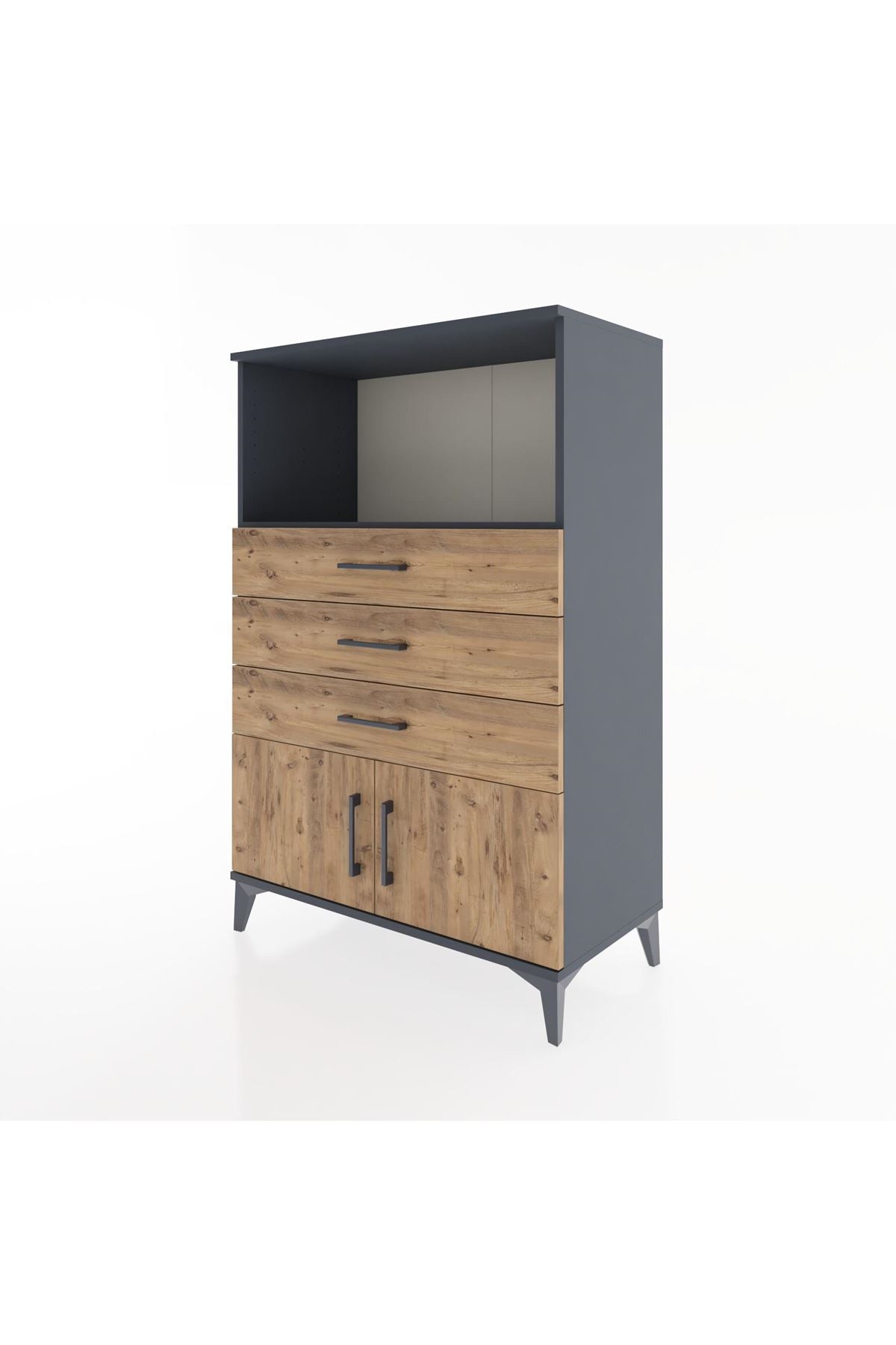 Hyperion Dolap Tek Raflı 3 Çekmeceli 2 Kapaklı 88x44x134 - S51M099V6B