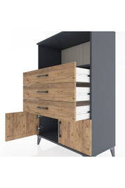 Hyperion Dolap Tek Raflı 3 Çekmeceli 2 Kapaklı 88x44x134 - S51M099V6B