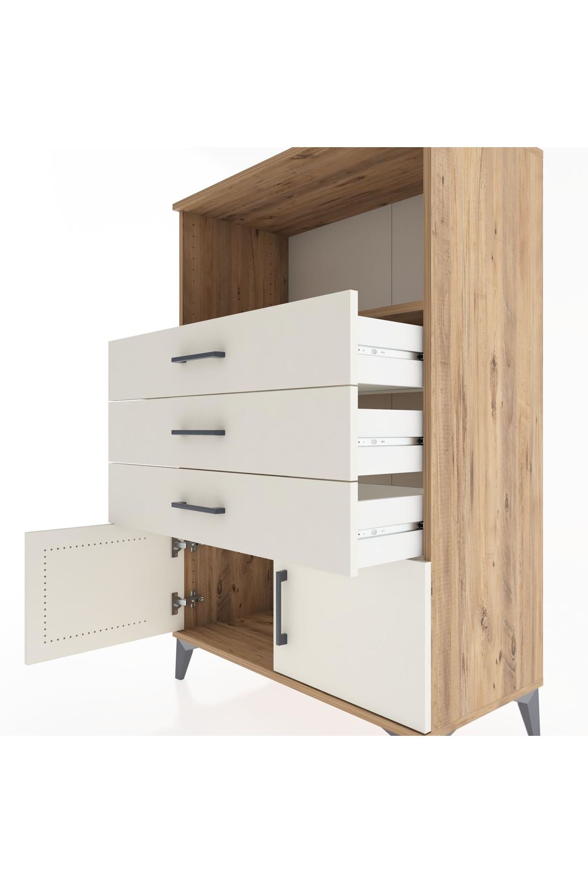 Hyperion Dolap Tek Raflı 3 Çekmeceli 2 Kapaklı 88x44x134 - S51M099V7B