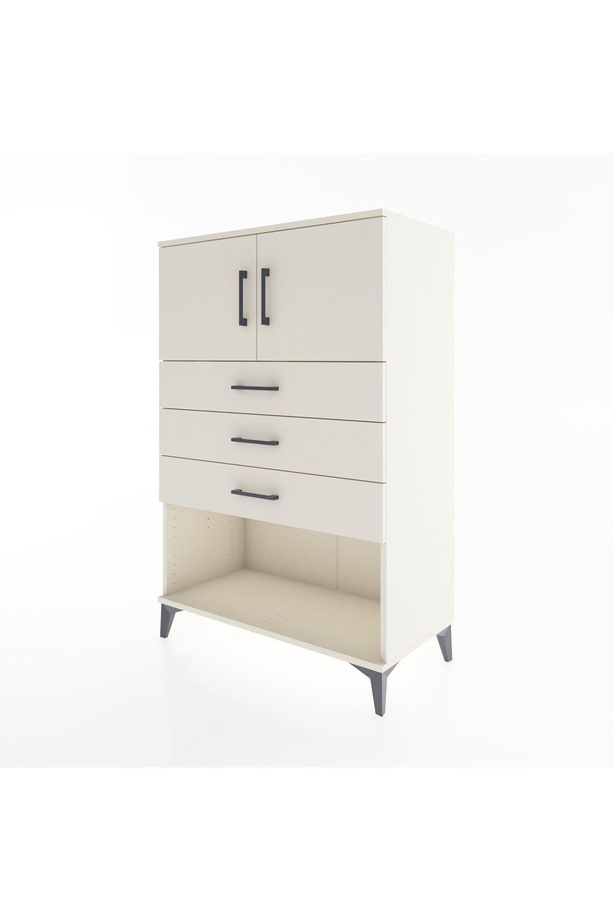 Hyperion Dolap Tek Raflı 3 Çekmeceli 2 Kapaklı 88x44x134 - S51M100V1B