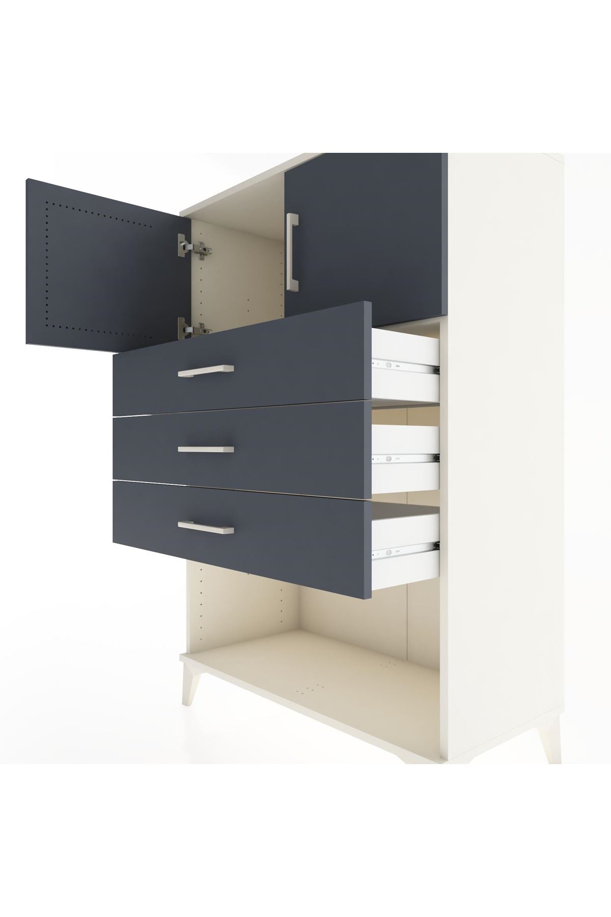 Hyperion Dolap Tek Raflı 3 Çekmeceli 2 Kapaklı 88x44x134 - S51M100V2B