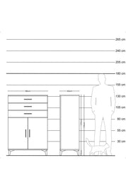Hyperion Dolap 3 Çekmeceli 2 Kapaklı 88x44x134 - S51M101V3B
