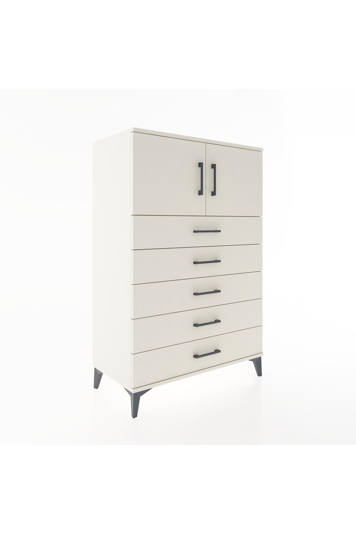 Hyperion Dolap Tek Raflı 5 Çekmeceli 2 Kapaklı 88x44x134 - S51M102V1B