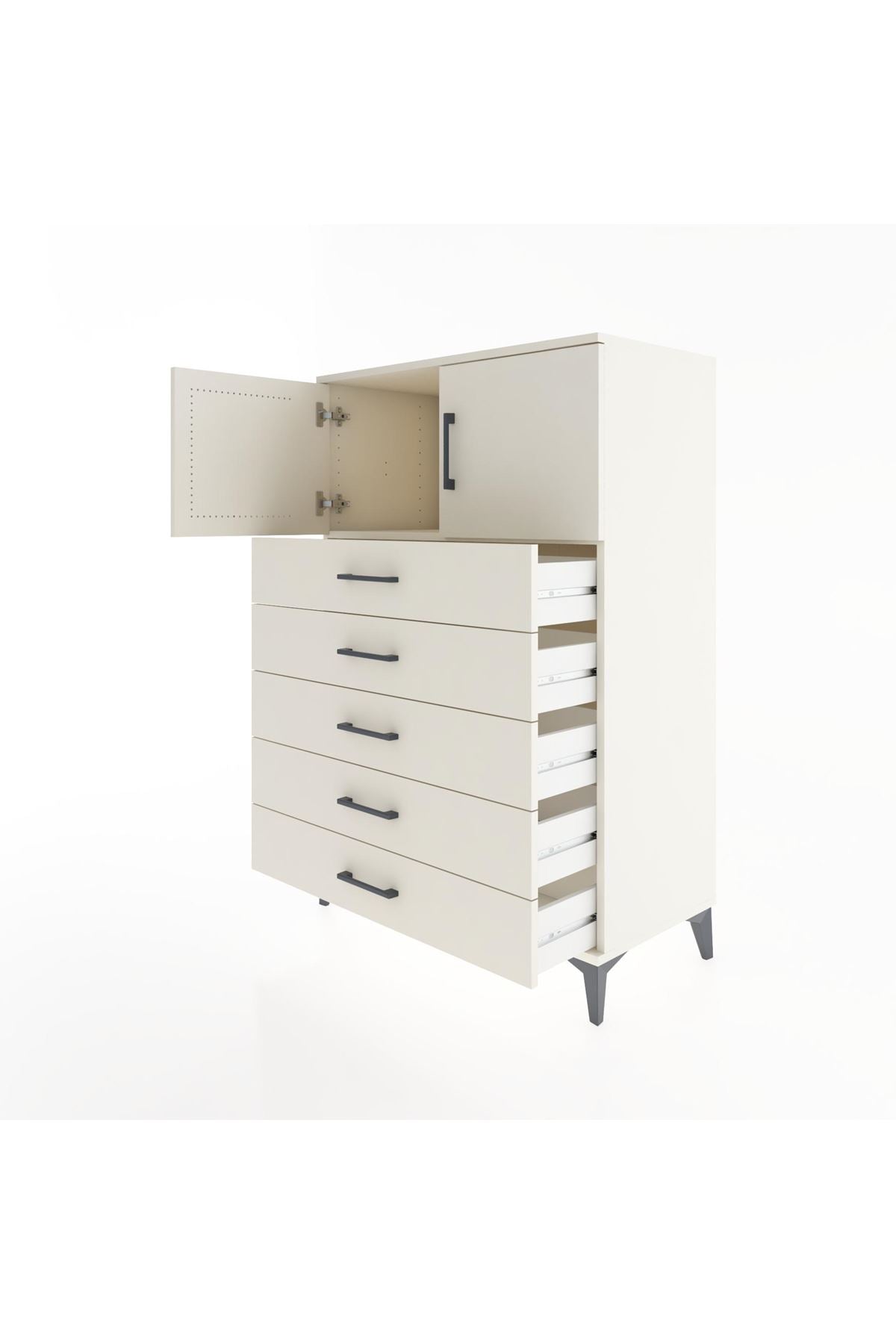 Hyperion Dolap Tek Raflı 5 Çekmeceli 2 Kapaklı 88x44x134 - S51M102V1B