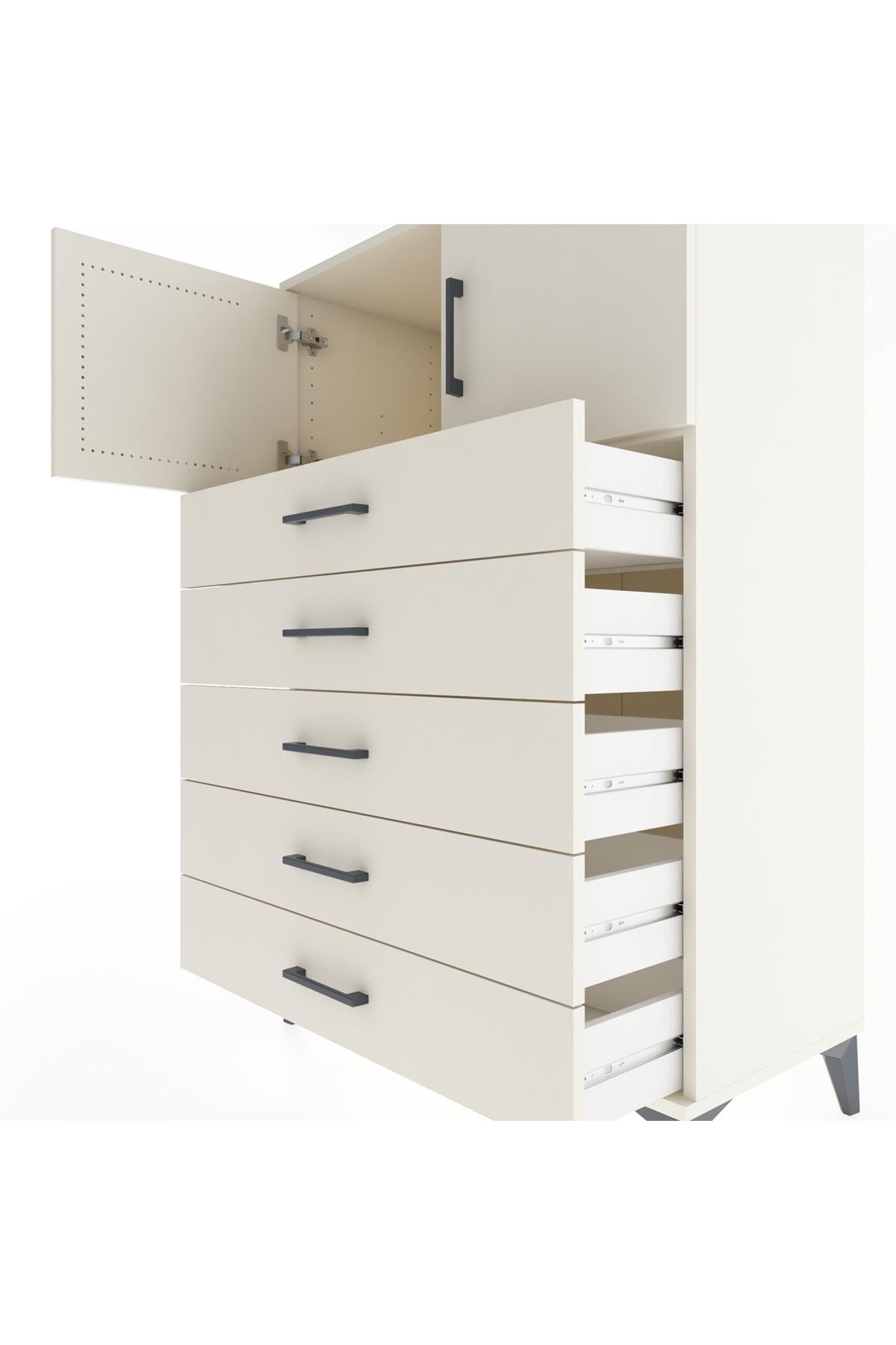 Hyperion Dolap Tek Raflı 5 Çekmeceli 2 Kapaklı 88x44x134 - S51M102V1B