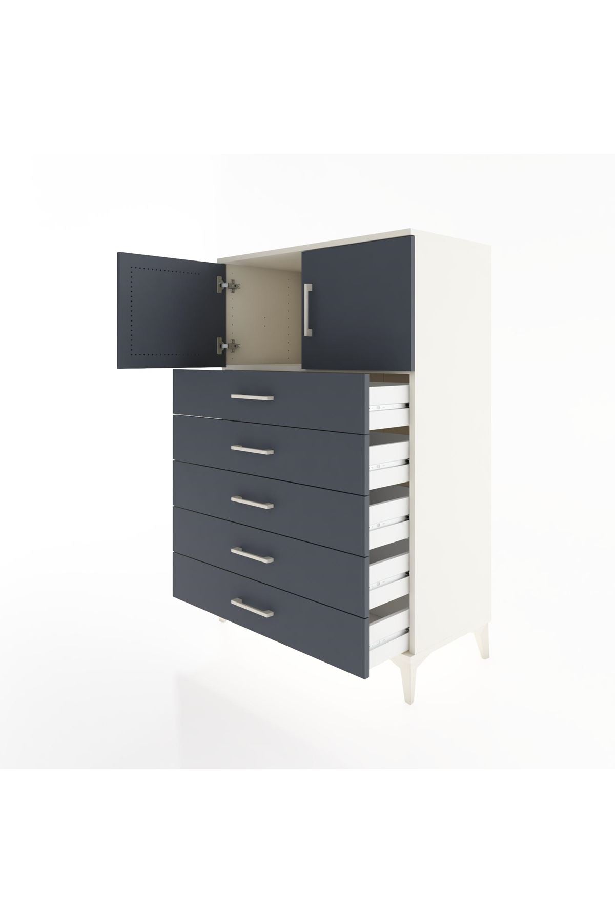 Hyperion Dolap Tek Raflı 5 Çekmeceli 2 Kapaklı 88x44x134 - S51M102V2B