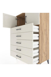 Hyperion Dolap Tek Raflı 5 Çekmeceli 2 Kapaklı 88x44x134 - S51M102V7B
