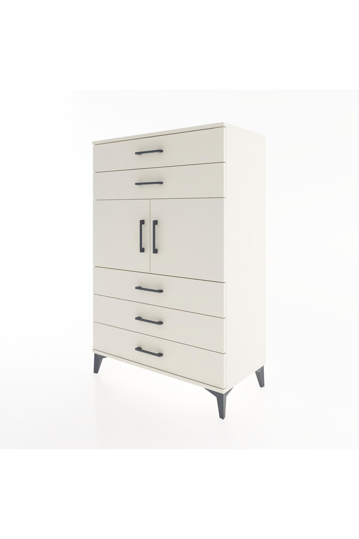 Hyperion Dolap Tek Raflı 5 Çekmeceli 2 Kapaklı 88x44x134 - S51M103V1B