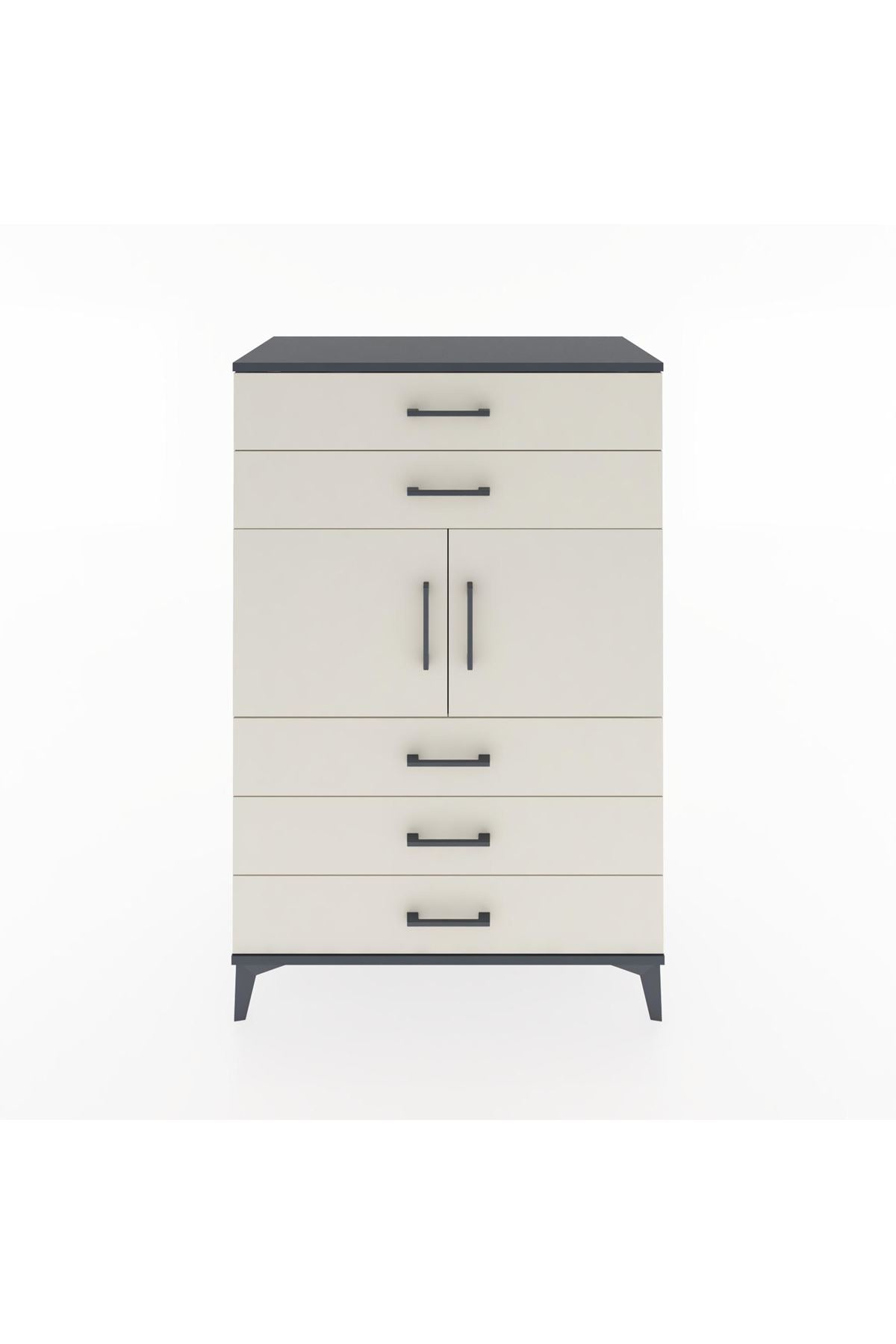 Hyperion Dolap Tek Raflı 5 Çekmeceli 2 Kapaklı 88x44x134 - S51M103V4B