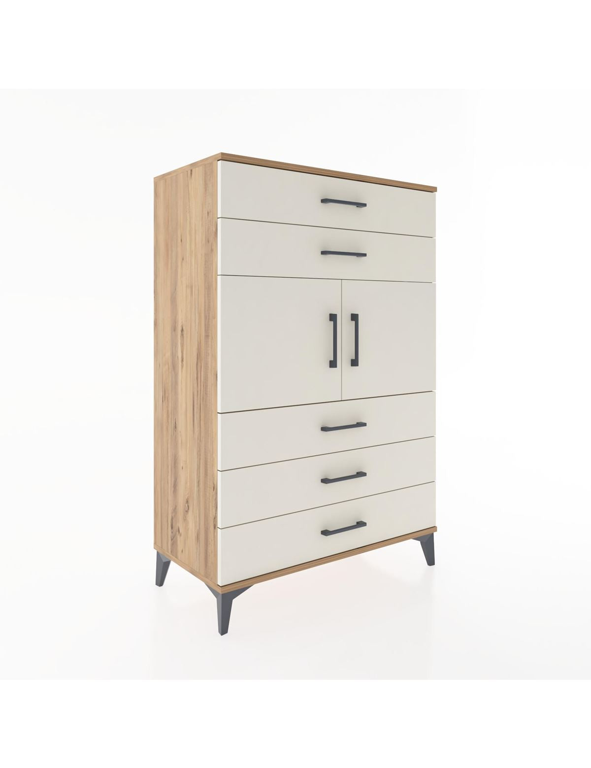 Hyperion Dolap Tek Raflı 5 Çekmeceli 2 Kapaklı 88x44x134 - S51M103V7B