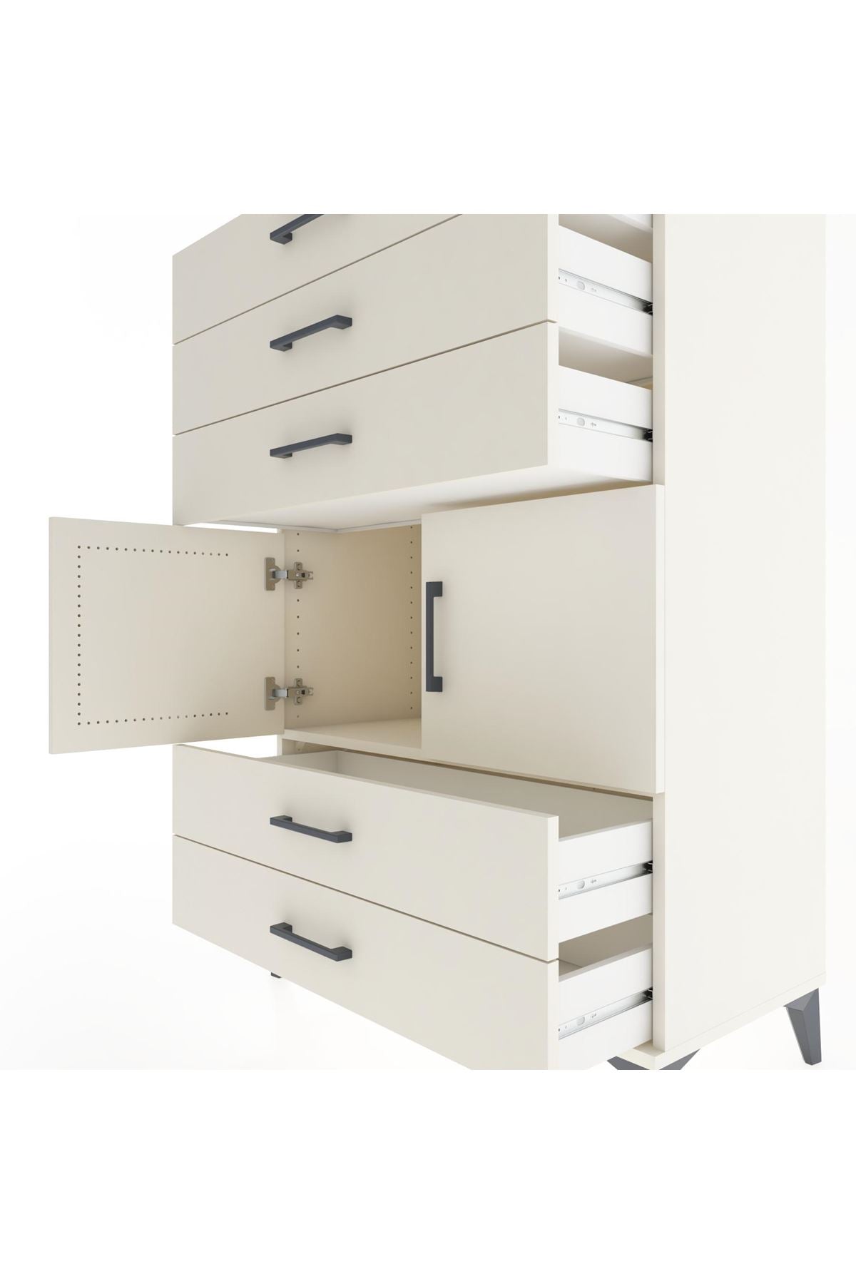 Hyperion Dolap Tek Raflı 5 Çekmeceli 2 Kapaklı 88x44x134 - S51M104V1B