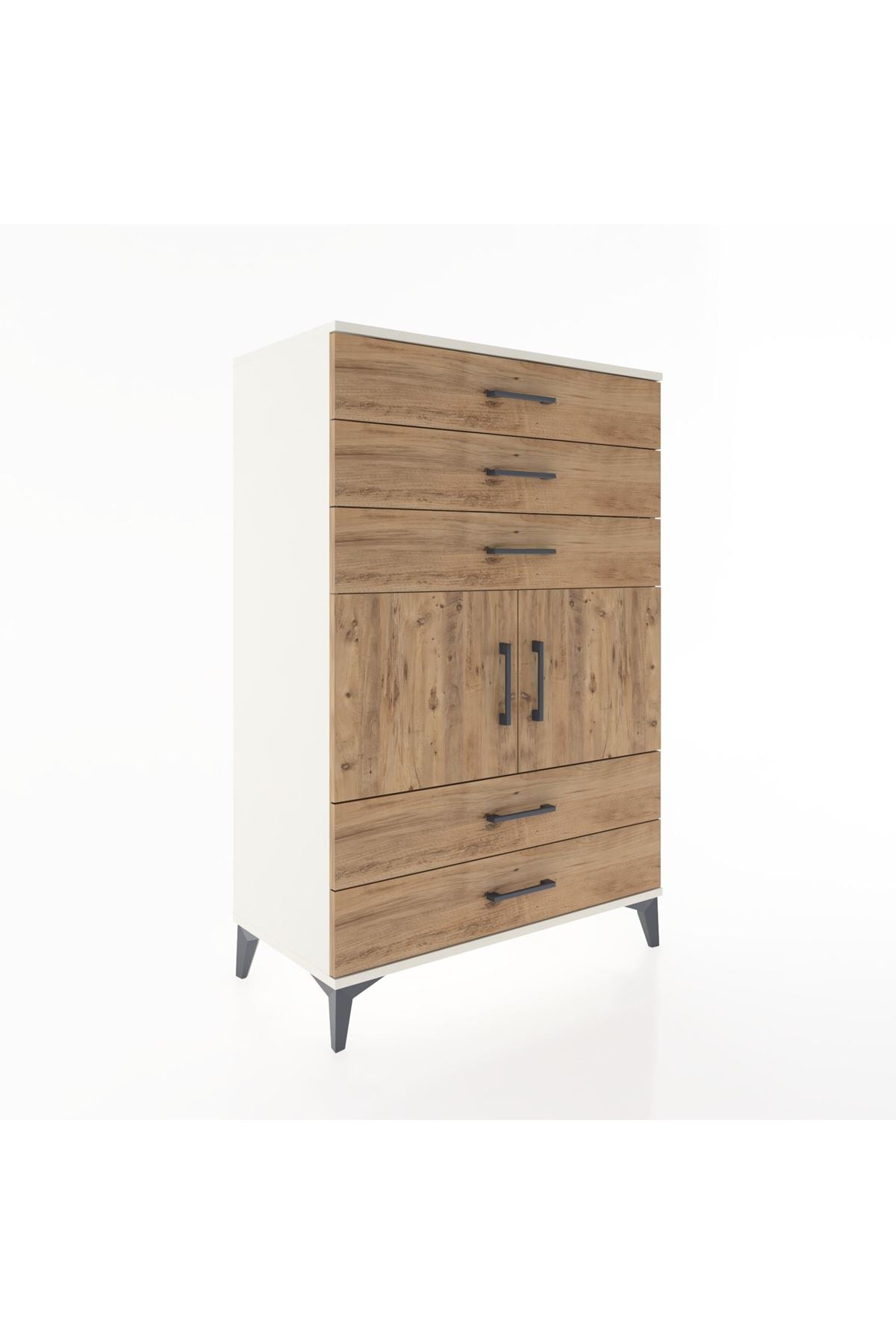 Hyperion Dolap Tek Raflı 5 Çekmeceli 2 Kapaklı 88x44x134 - S51M104V3B