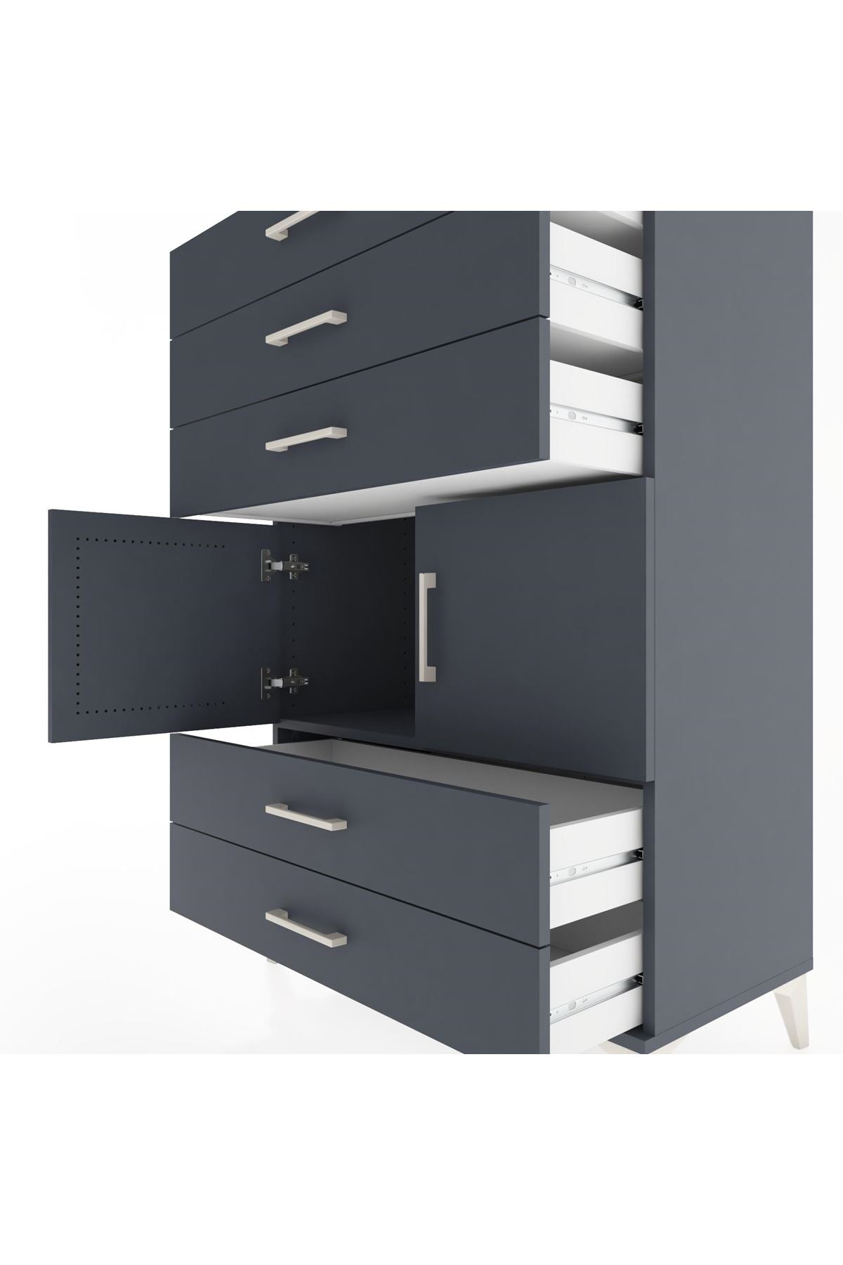 Hyperion Dolap Tek Raflı 5 Çekmeceli 2 Kapaklı 88x44x134 - S51M104V5B
