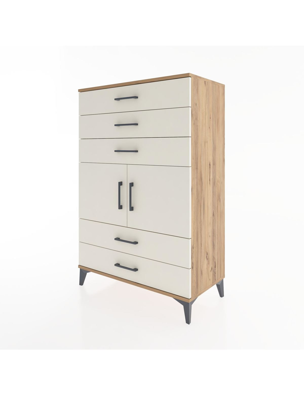 Hyperion Dolap Tek Raflı 5 Çekmeceli 2 Kapaklı 88x44x134 - S51M104V7B