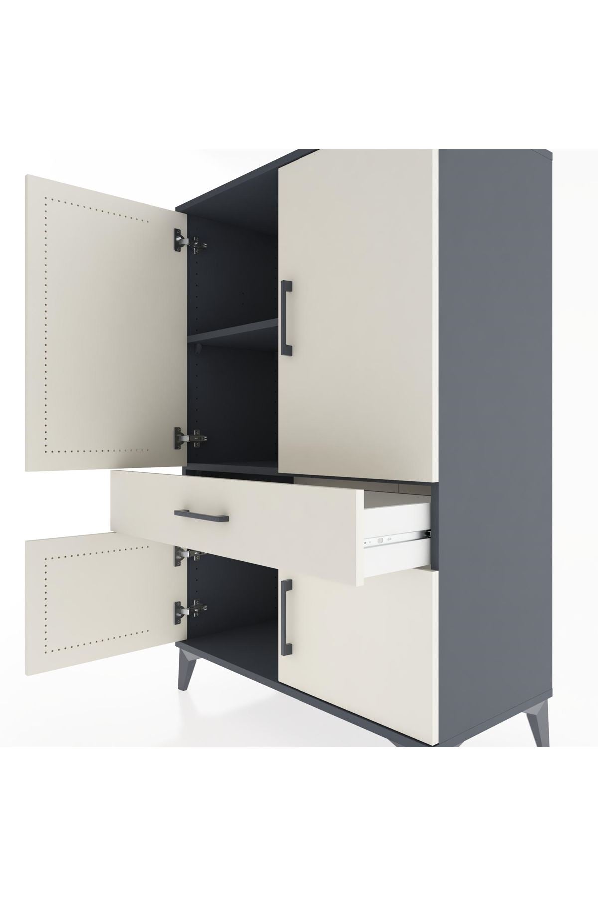 Hyperion Dolap 2 Raflı Tek Çekmeceli 4 Kapaklı 88x44x134 - S51M074V4B