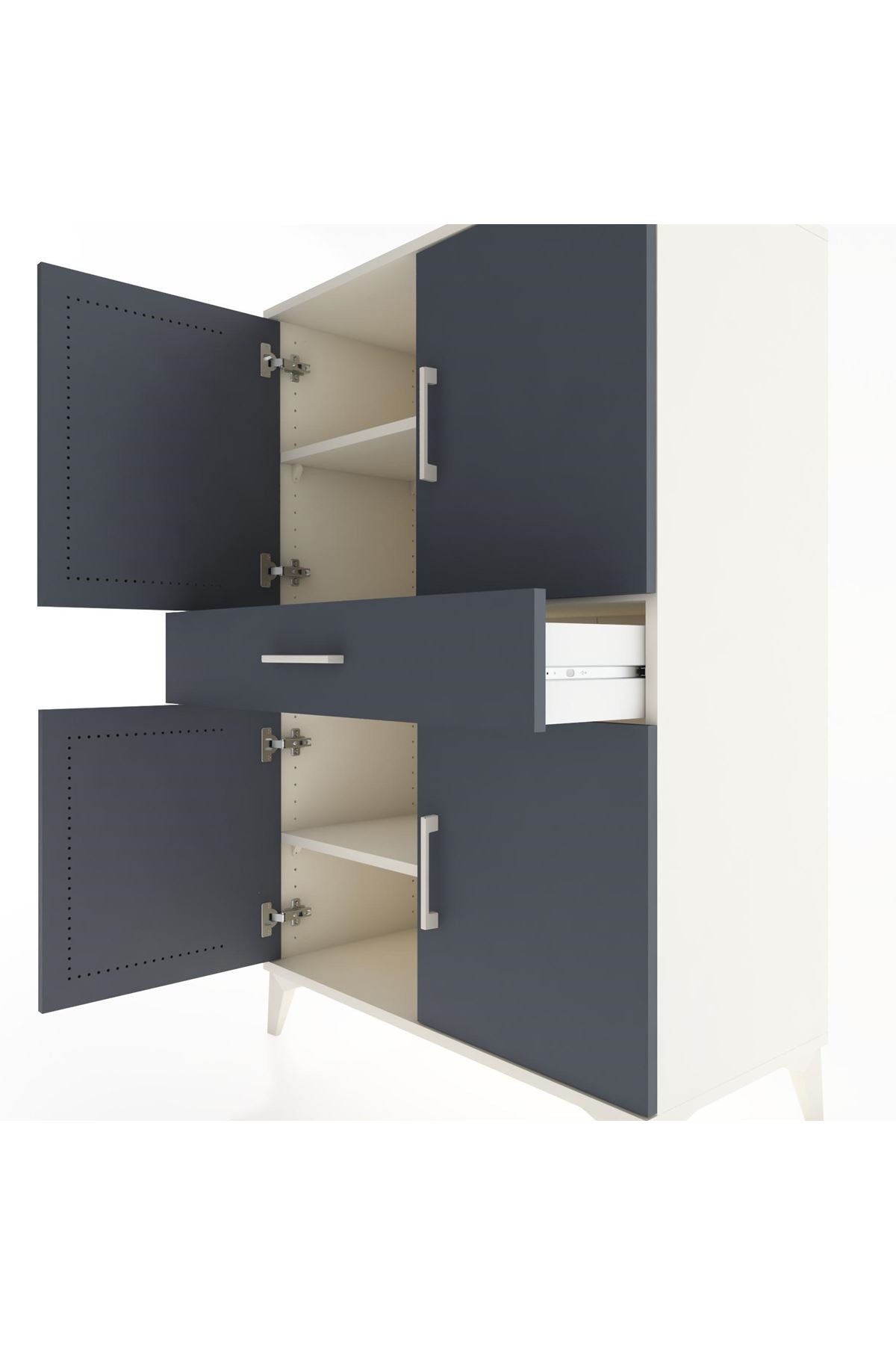 Hyperion Dolap 3 Raflı Tek Çekmeceli 4 Kapaklı 88x44x134 - S51M077V2B