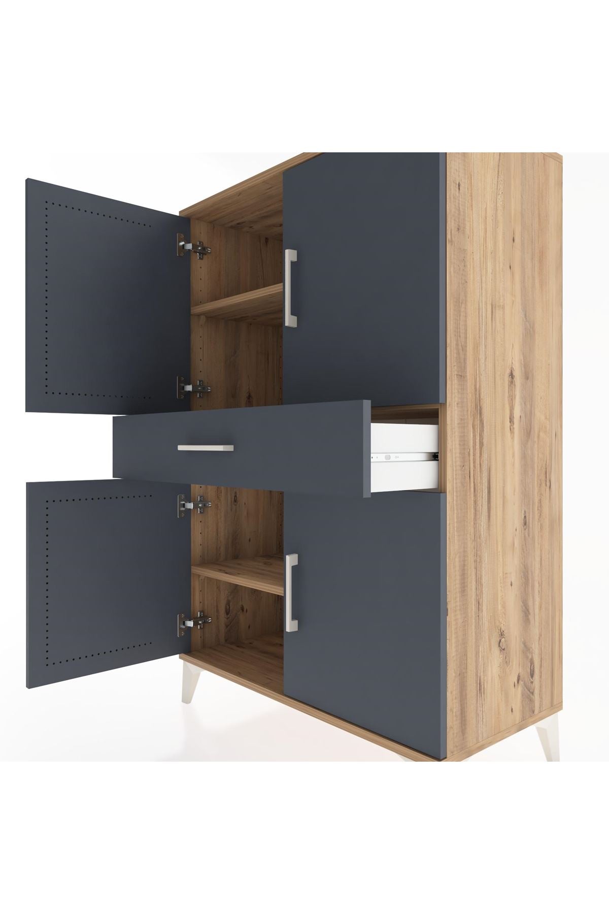 Hyperion Dolap 3 Raflı Tek Çekmeceli 4 Kapaklı 88x44x134 - S51M077V8B