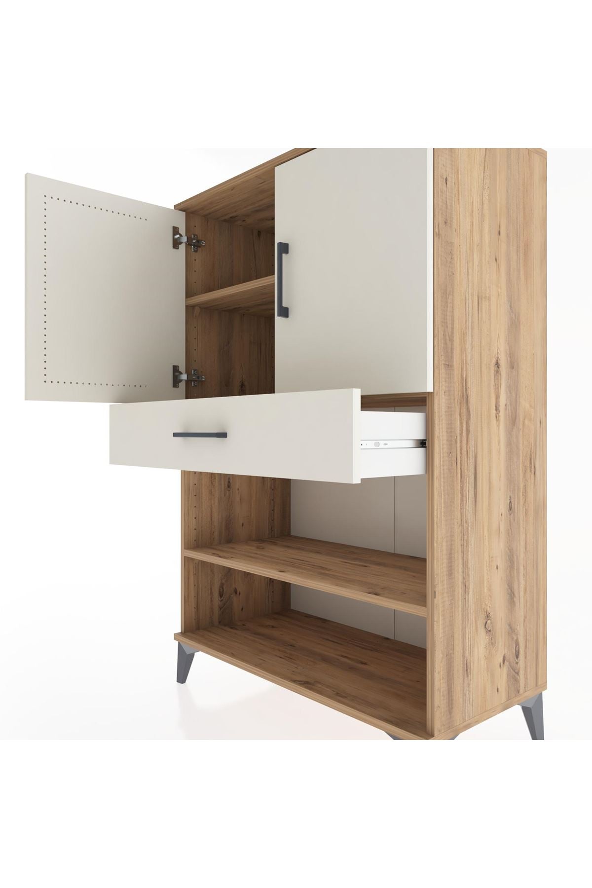 Hyperion Dolap 3 Raflı Tek Çekmeceli 2 Kapaklı 88x44x134 - S51M079V7B