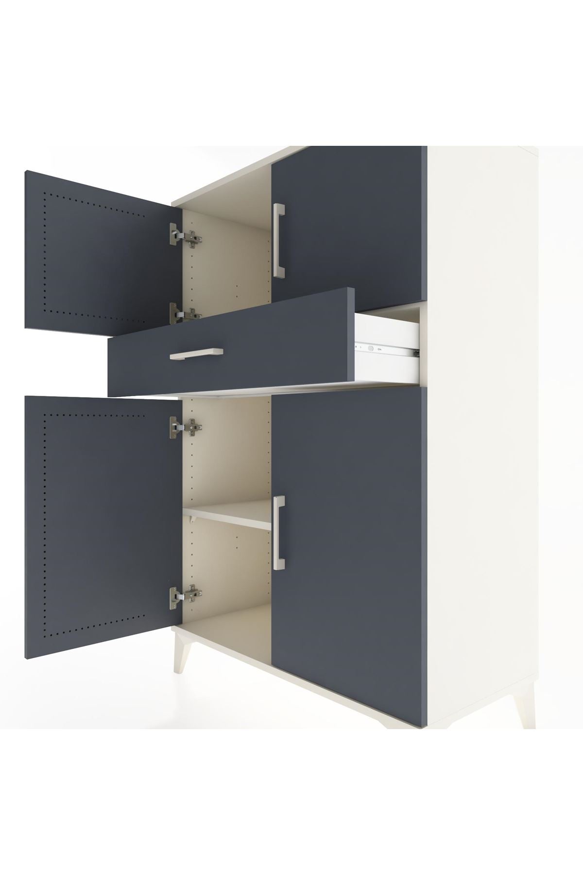Hyperion Dolap 2 Raflı Tek Çekmeceli 4 Kapaklı 88x44x134 - S51M080V2B